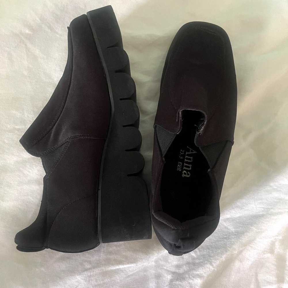 Cool and weird futuristic chunky slip on black wedge platform heels - Picture 10 of 11
